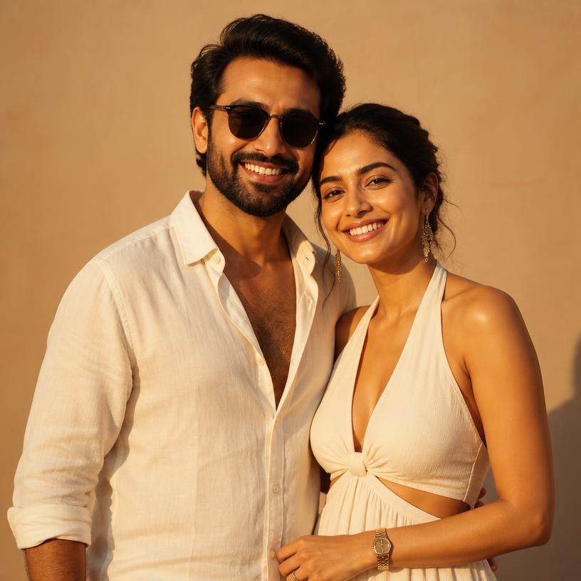 Anjali and Rohan on holiday